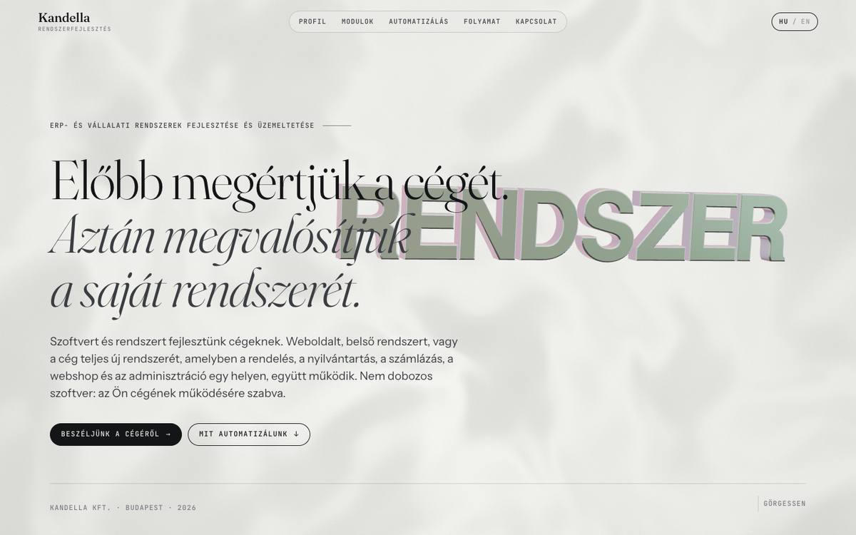 Shader és tipográfia — Élő fénymező és nagy, karakteres betűk.